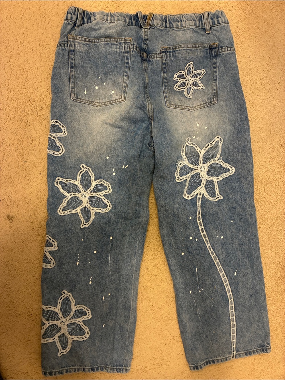 Oli & Hali Blue Floral Appliqué Straight-Leg Jeans - Picture 2 of 3